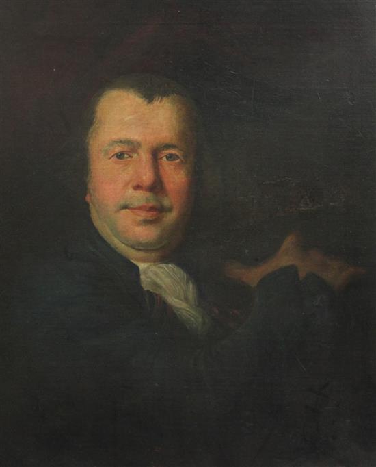 Attributed to Nathaniel Hone (1718-1794) Self portrait, 23.5 x 20.5in.